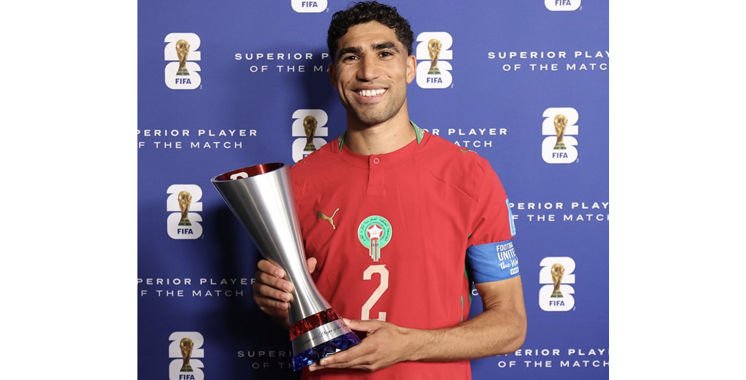 Achraf Hakimi désigné meilleur joueur du match – Aujourd&rsquo;hui le Maroc